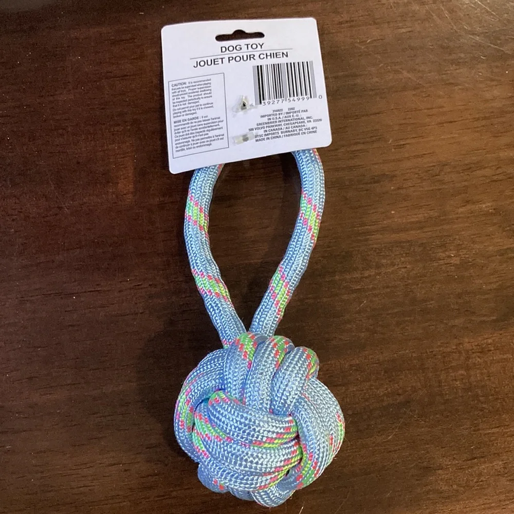 NWT Dog Rope Knot Toy Blue Pink Green